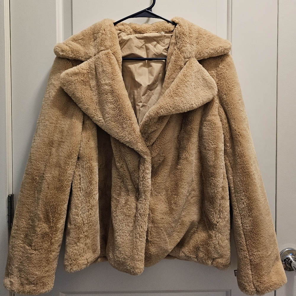 Nine West, Small, tan faux fur jacket